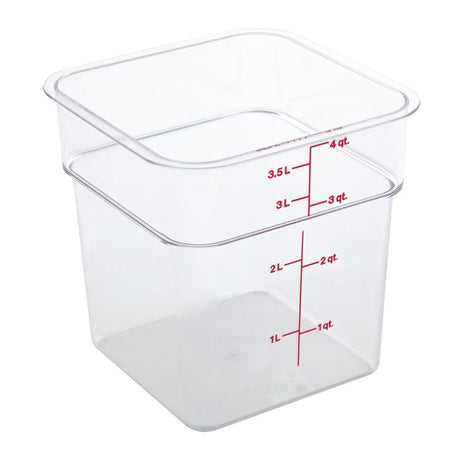 Cambro Square Polycarbonate Food Storage Container 3.8 Ltr (Pack of 6) - DT196  Cambro   