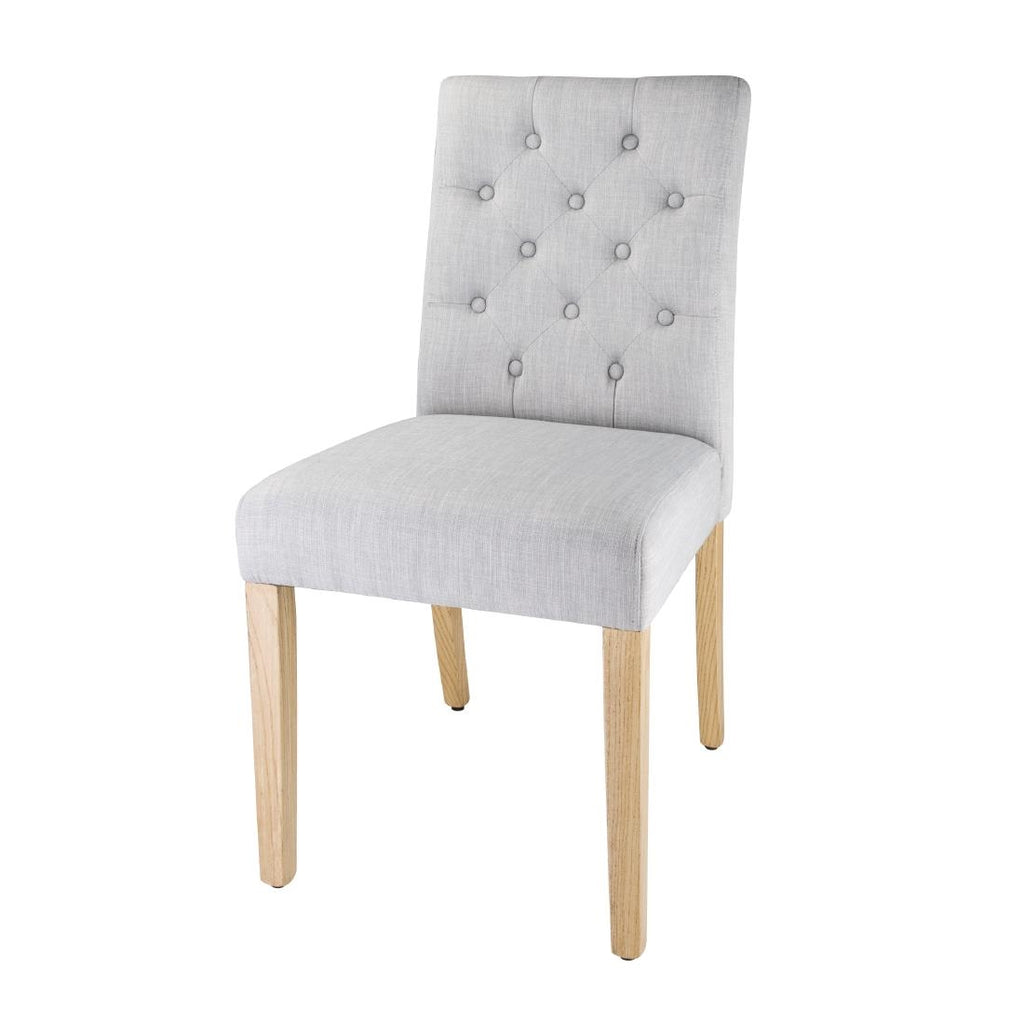 Bolero Chiswick Button Dining Chairs French Grey (Pack of 2) - DT698 Upholstered Dining Chairs Bolero   