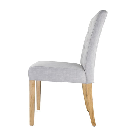 Bolero Chiswick Button Dining Chairs French Grey (Pack of 2) - DT698 Upholstered Dining Chairs Bolero   