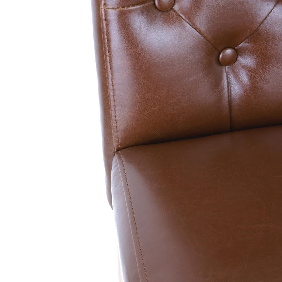 Bolero Chiswick Button Dining Chairs Tan Leather (Pack of 2) - DT699 Upholstered Dining Chairs Bolero   