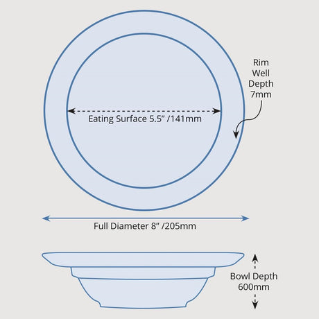 Olympia Heritage Raised Rim Bowls Blue 205mm (Pack of 4) - DW142 Bowls Olympia