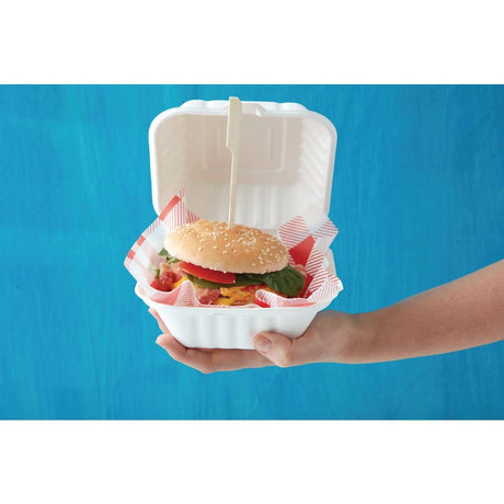 Fiesta Compostable Bagasse Burger Boxes with Side Ridges 153mm (Pack of 500) - DW246  Fiesta   