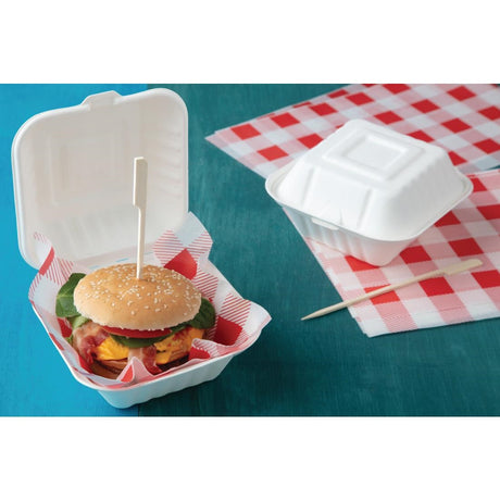 Fiesta Compostable Bagasse Burger Boxes with Side Ridges 153mm (Pack of 500) - DW246  Fiesta   