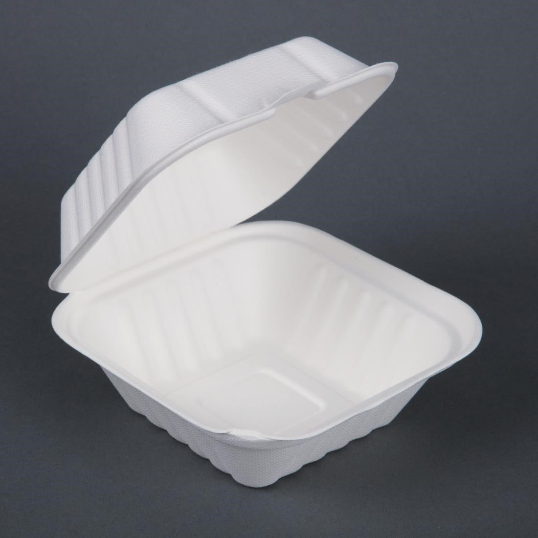Fiesta Compostable Bagasse Burger Boxes with Side Ridges 153mm (Pack of 500) - DW246  Fiesta   