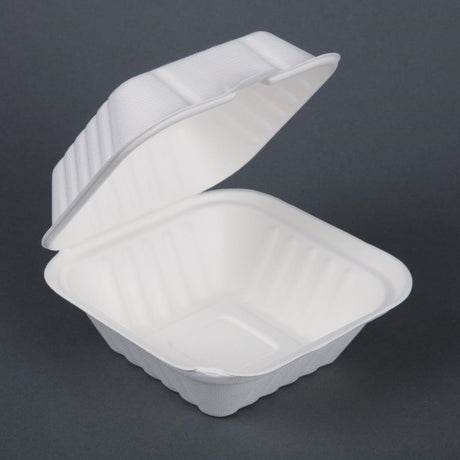 Fiesta Compostable Bagasse Burger Boxes with Side Ridges 153mm (Pack of 500) - DW246  Fiesta   