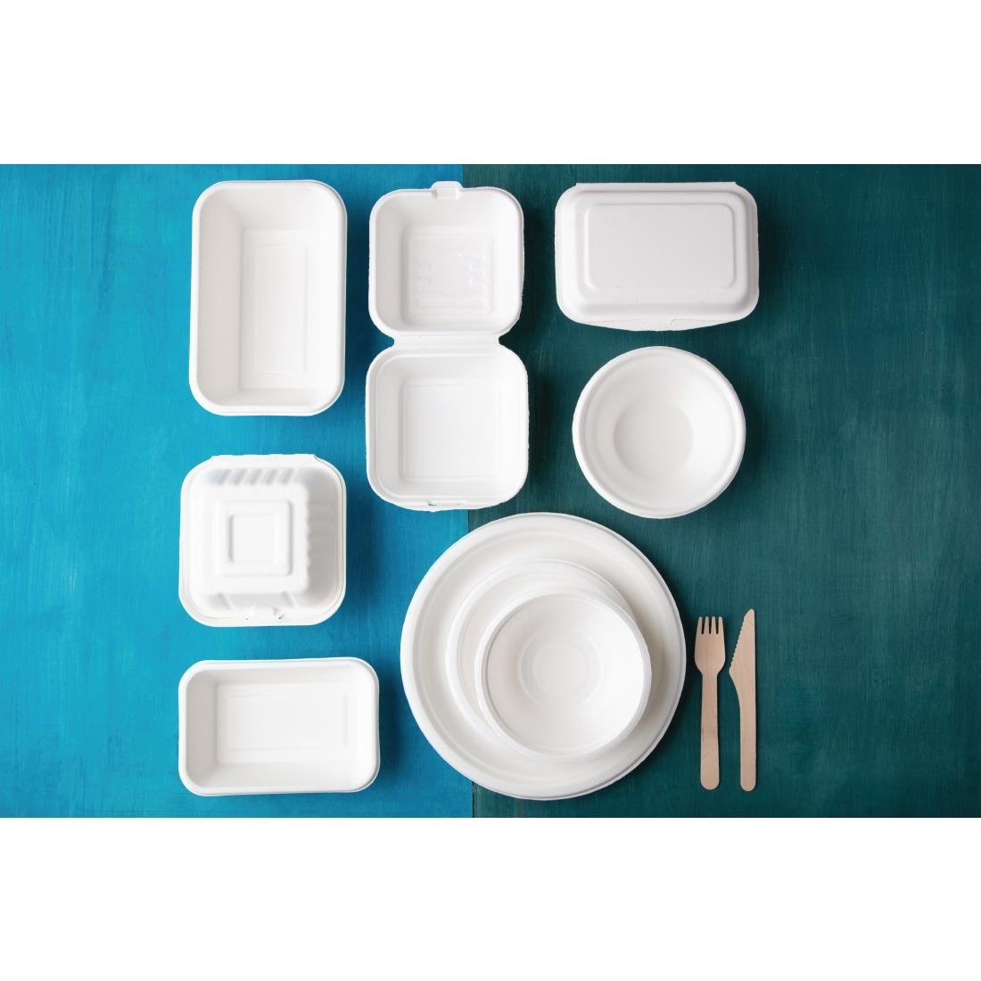 Fiesta Compostable Bagasse Burger Boxes with Bottom Ridges 157mm (Pack of 500) - DW247  Fiesta   