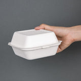 Fiesta Compostable Bagasse Burger Boxes with Bottom Ridges 157mm (Pack of 500) - DW247  Fiesta   
