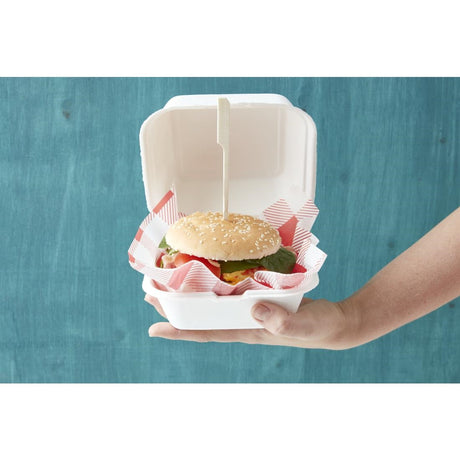 Fiesta Compostable Bagasse Burger Boxes with Bottom Ridges 157mm (Pack of 500) - DW247  Fiesta   