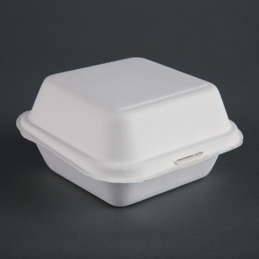 Fiesta Compostable Bagasse Burger Boxes with Bottom Ridges 157mm (Pack of 500) - DW247  Fiesta   