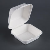 Fiesta Compostable Bagasse Burger Boxes with Bottom Ridges 157mm (Pack of 500) - DW247  Fiesta   