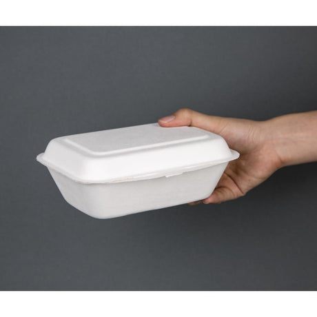 Fiesta Compostable Bagasse Hinged Food Containers 183mm (Pack of 250) - DW248  Fiesta   