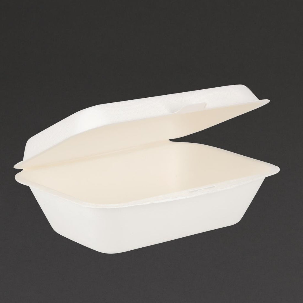 Fiesta Compostable Bagasse Hinged Food Containers 183mm (Pack of 250) - DW248  Fiesta   