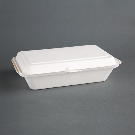 Fiesta Compostable Bagasse Hinged Food Containers 248mm (Pack of 250) - DW249  Fiesta   