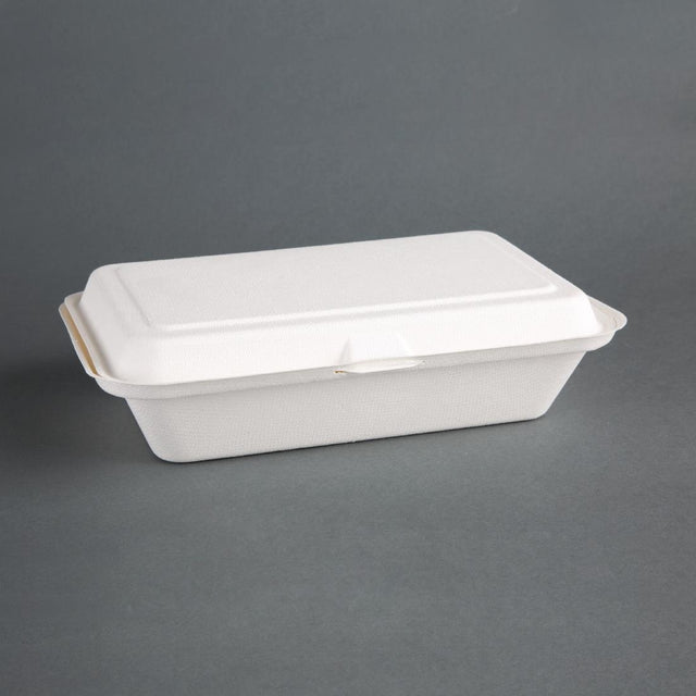 Fiesta Compostable Bagasse Hinged Food Containers 248mm (Pack of 250) - DW249  Fiesta   