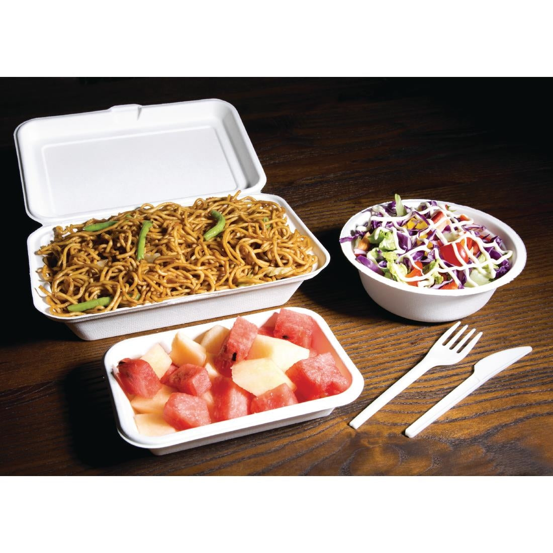 Fiesta Compostable Bagasse Hinged Food Containers 248mm (Pack of 250) - DW249  Fiesta   
