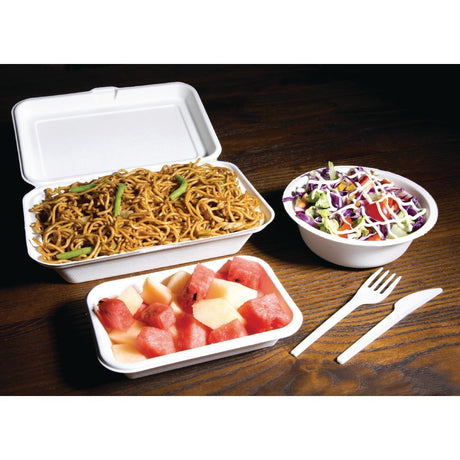 Fiesta Compostable Bagasse Hinged Food Containers 248mm (Pack of 250) - DW249  Fiesta   