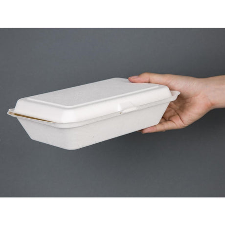 Fiesta Compostable Bagasse Hinged Food Containers 248mm (Pack of 250) - DW249  Fiesta   