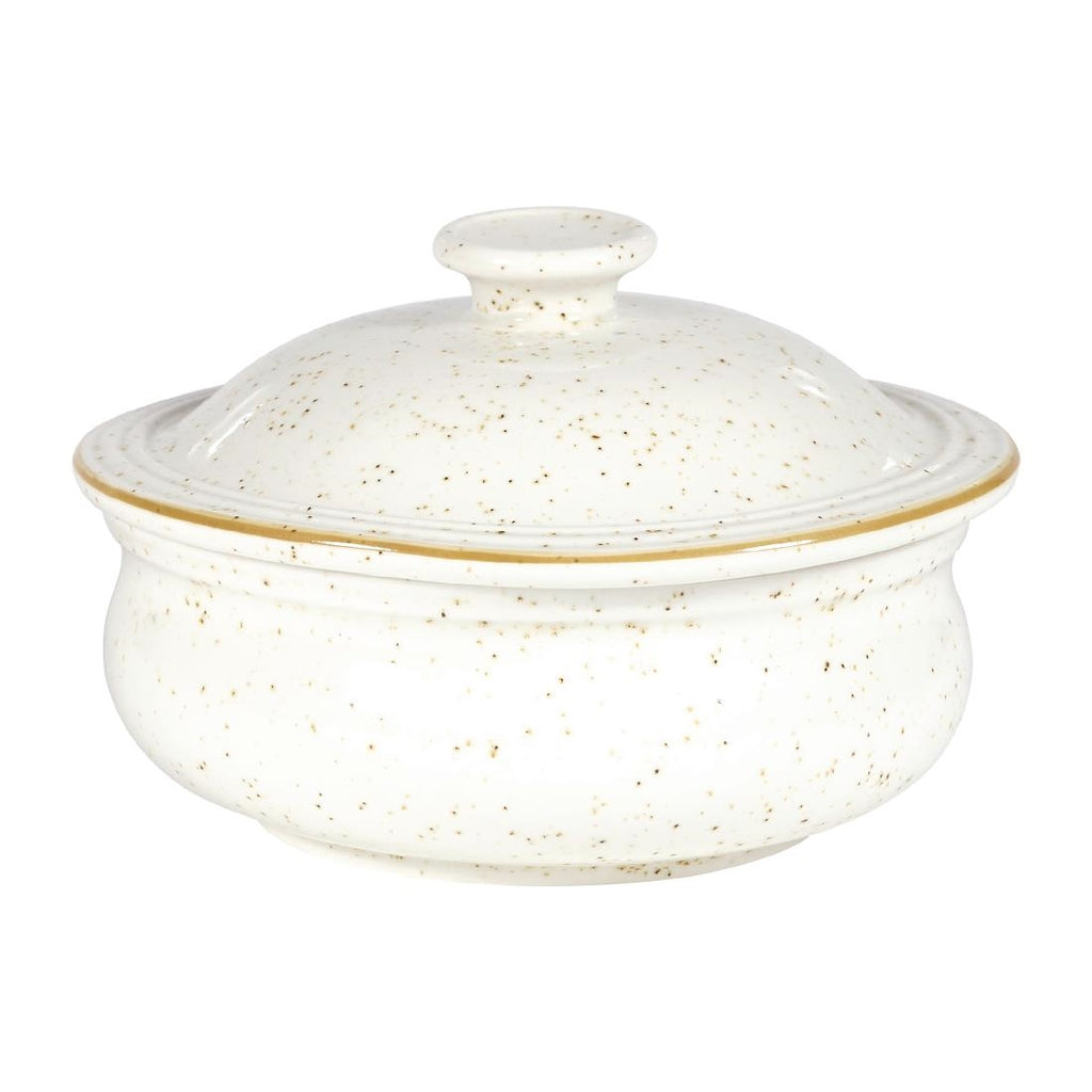 Churchill Stonecast Lidded Stew Pots Barley White 430ml (Pack of 6) - DW396 Churchill Super Vitrified Churchill   
