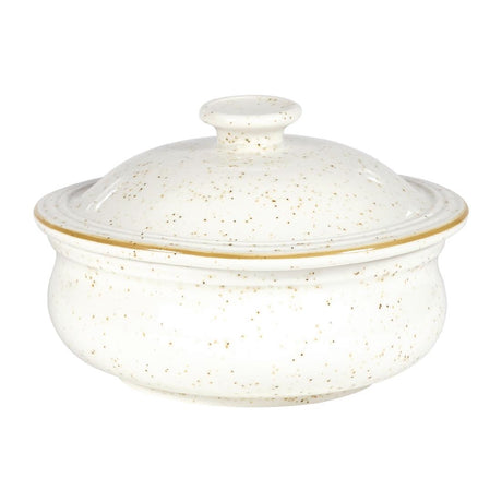 Churchill Stonecast Lidded Stew Pots Barley White 430ml (Pack of 6) - DW396 Churchill Super Vitrified Churchill   