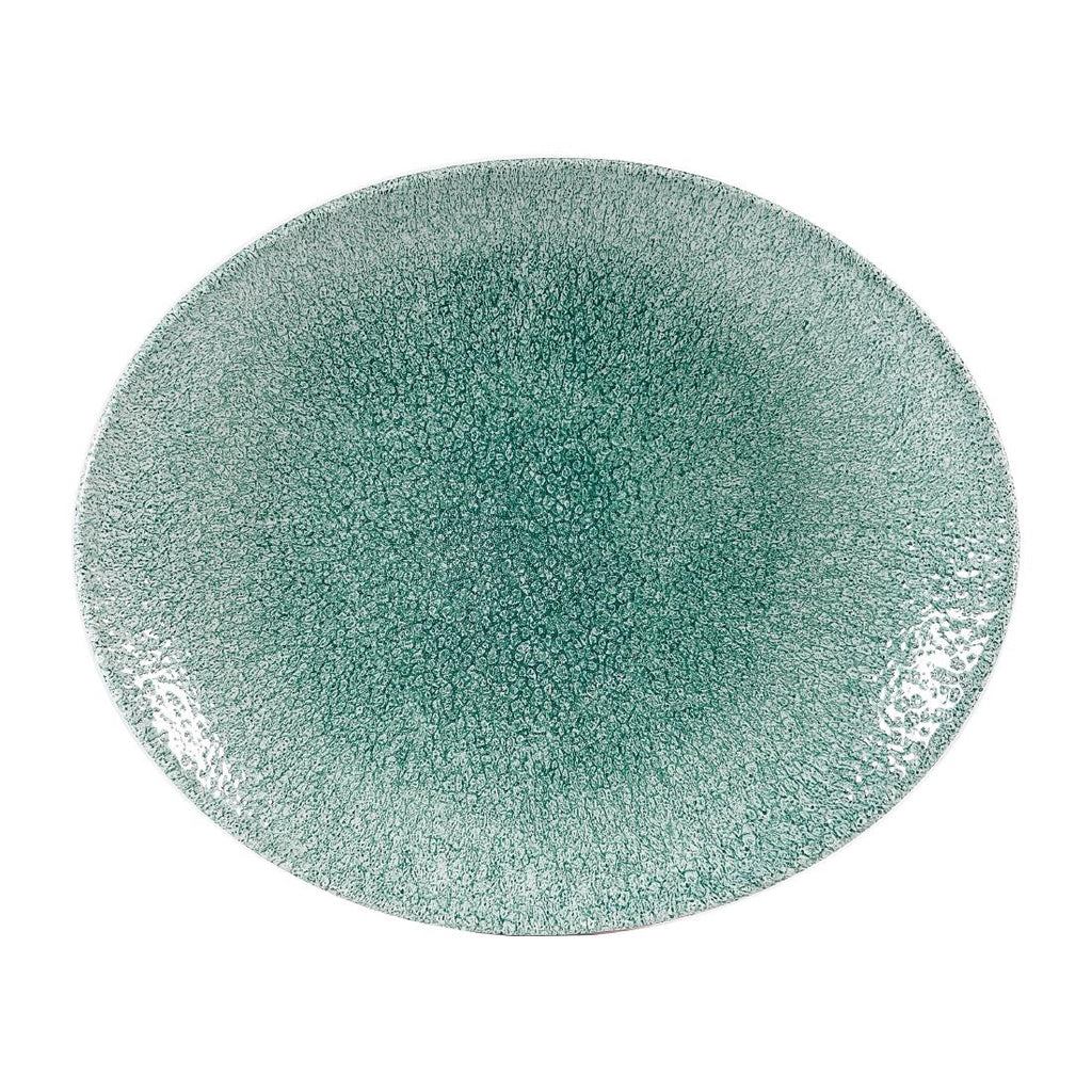 Churchill Studio Prints Raku Oval Coupe Plates Jade Green 317mm (Pack of 12) - DW407 Plates Churchill