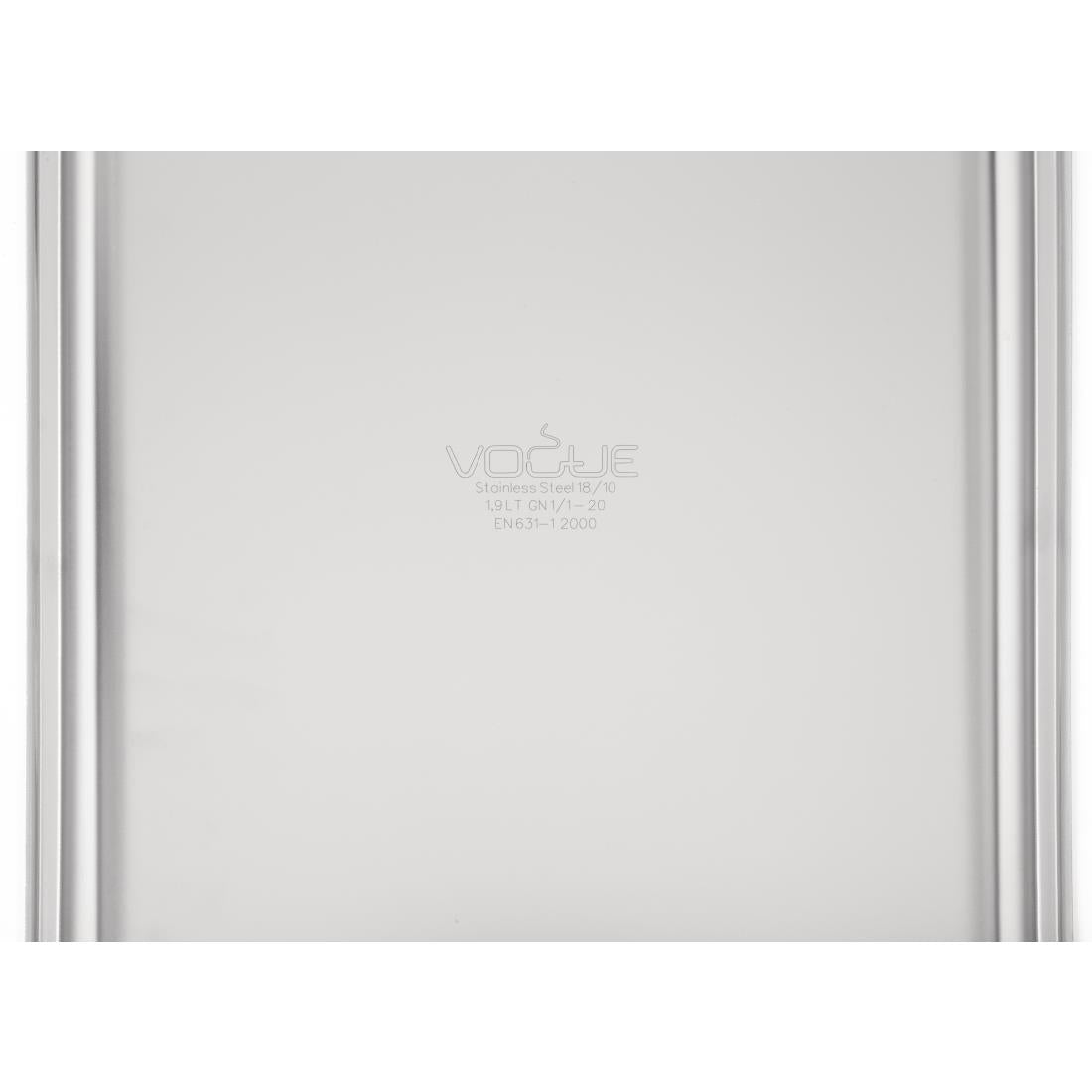Vogue Heavy Duty Stainless Steel 1/1 Gastronorm Tray 20mm - DW431  Vogue   