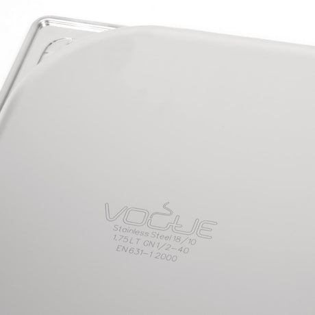 Vogue Heavy Duty Stainless Steel 1/2 Gastronorm Tray 40mm - DW437  Vogue   