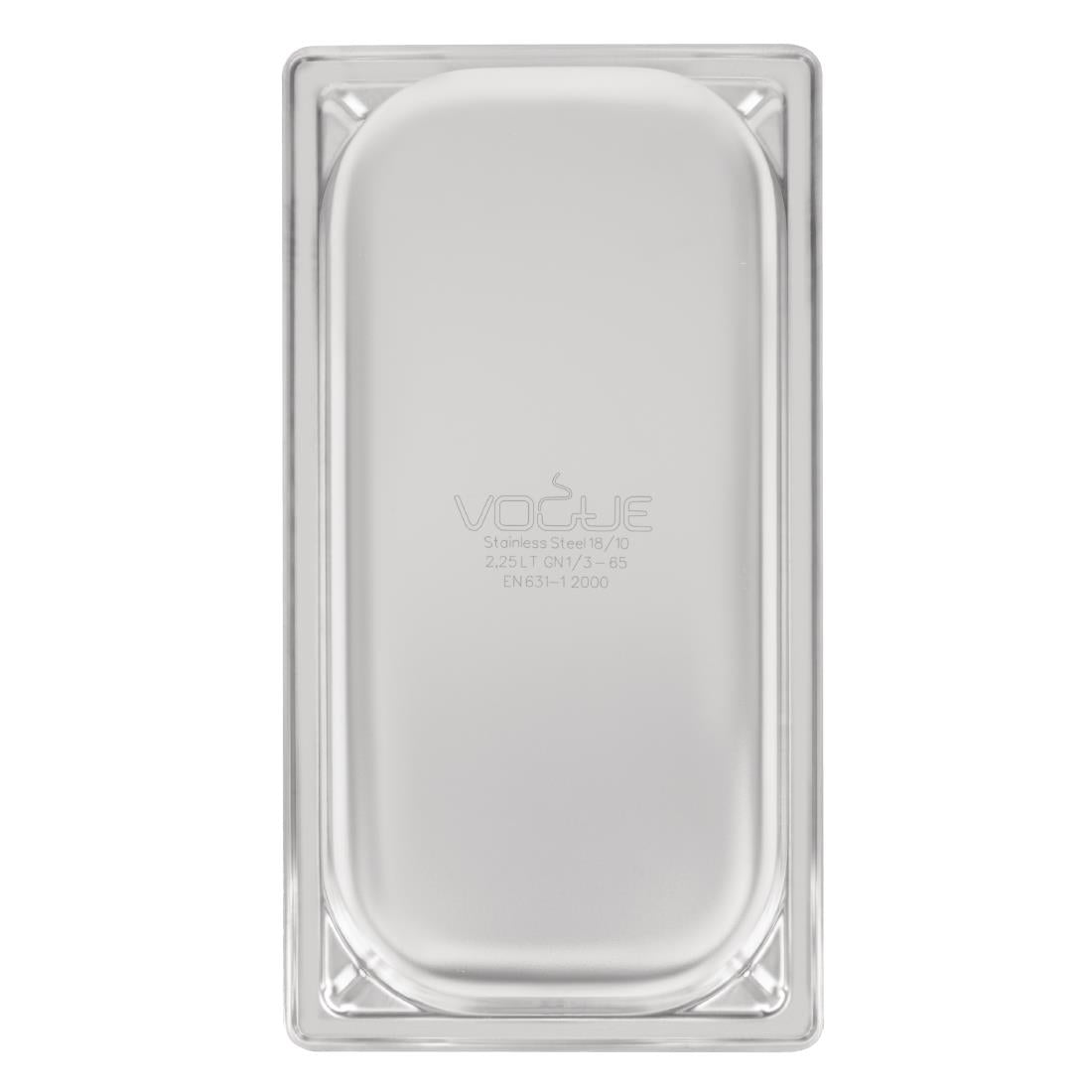 Vogue Heavy Duty Stainless Steel 1/3 Gastronorm Tray 65mm - DW442  Vogue   