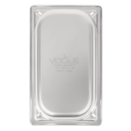 Vogue Heavy Duty Stainless Steel 1/4 Gastronorm Tray 65mm - DW446  Vogue   