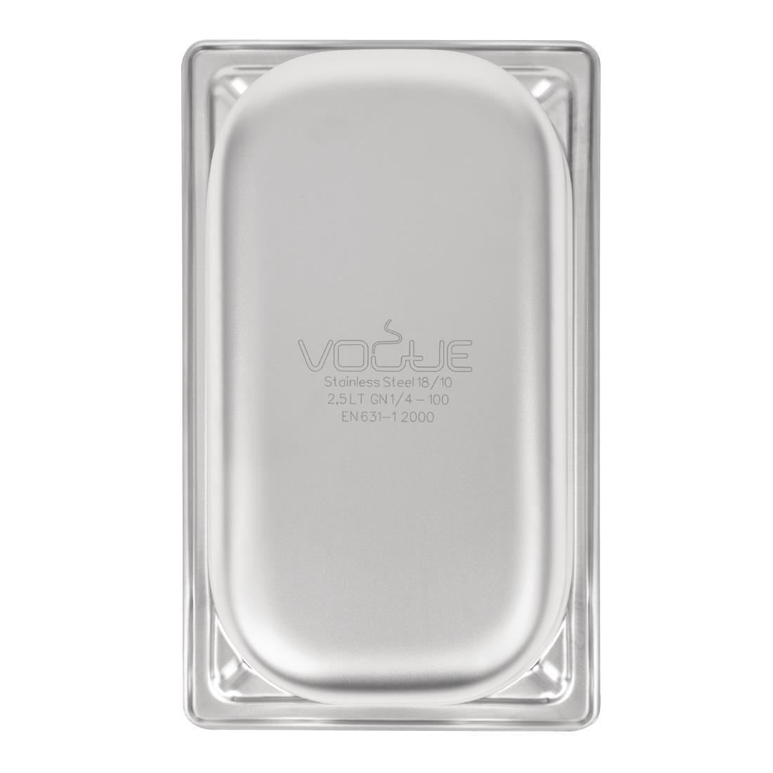 Vogue Heavy Duty Stainless Steel 1/4 Gastronorm Tray 100mm - DW447  Vogue   