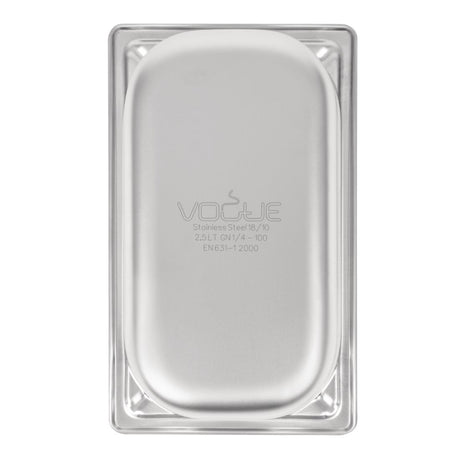 Vogue Heavy Duty Stainless Steel 1/4 Gastronorm Tray 100mm - DW447  Vogue   