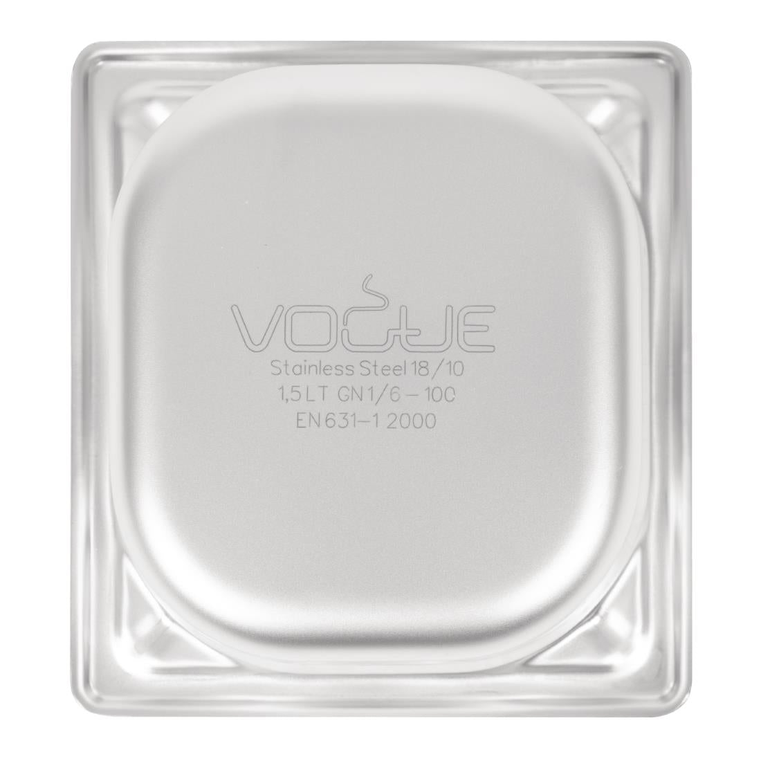 Vogue Heavy Duty Stainless Steel 1/6 Gastronorm Tray 100mm - DW450  Vogue   