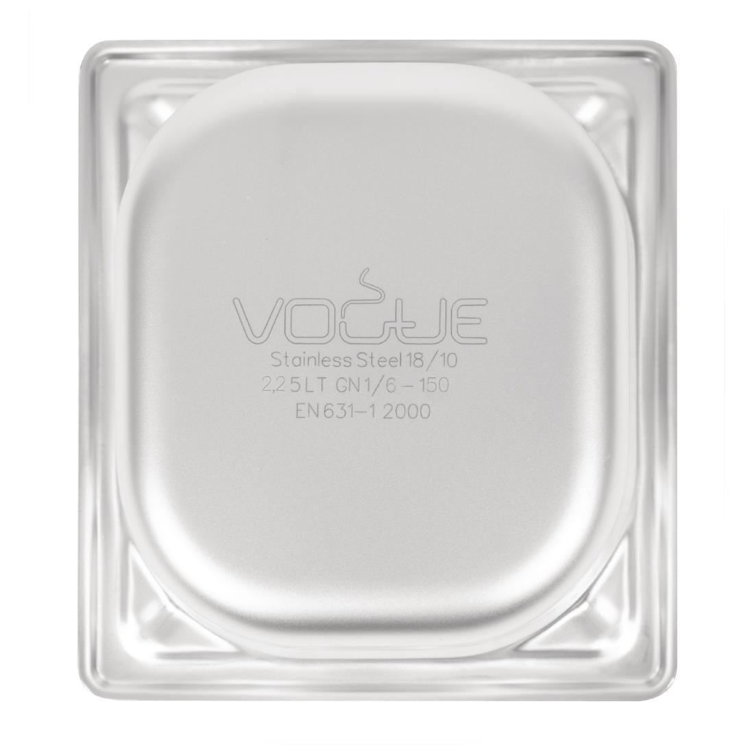 Vogue Heavy Duty Stainless Steel 1/6 Gastronorm Tray 150mm - DW451  Vogue   