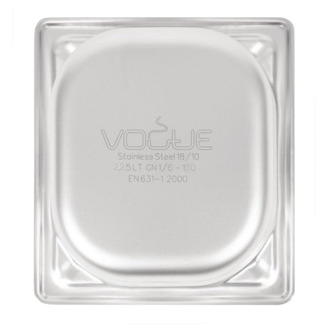 Vogue Heavy Duty Stainless Steel 1/6 Gastronorm Tray 150mm - DW451  Vogue   