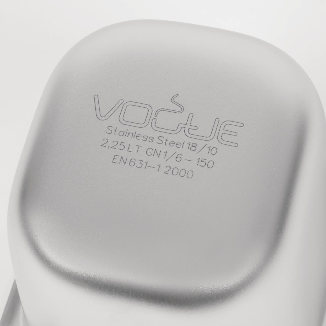 Vogue Heavy Duty Stainless Steel 1/6 Gastronorm Tray 150mm - DW451  Vogue   
