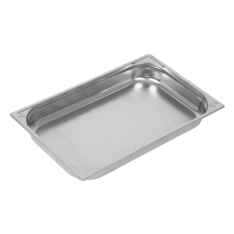 Vogue Heavy Duty Stainless Steel Perforated 1/1 Gastronorm Tray 65mm - DW461  Vogue   