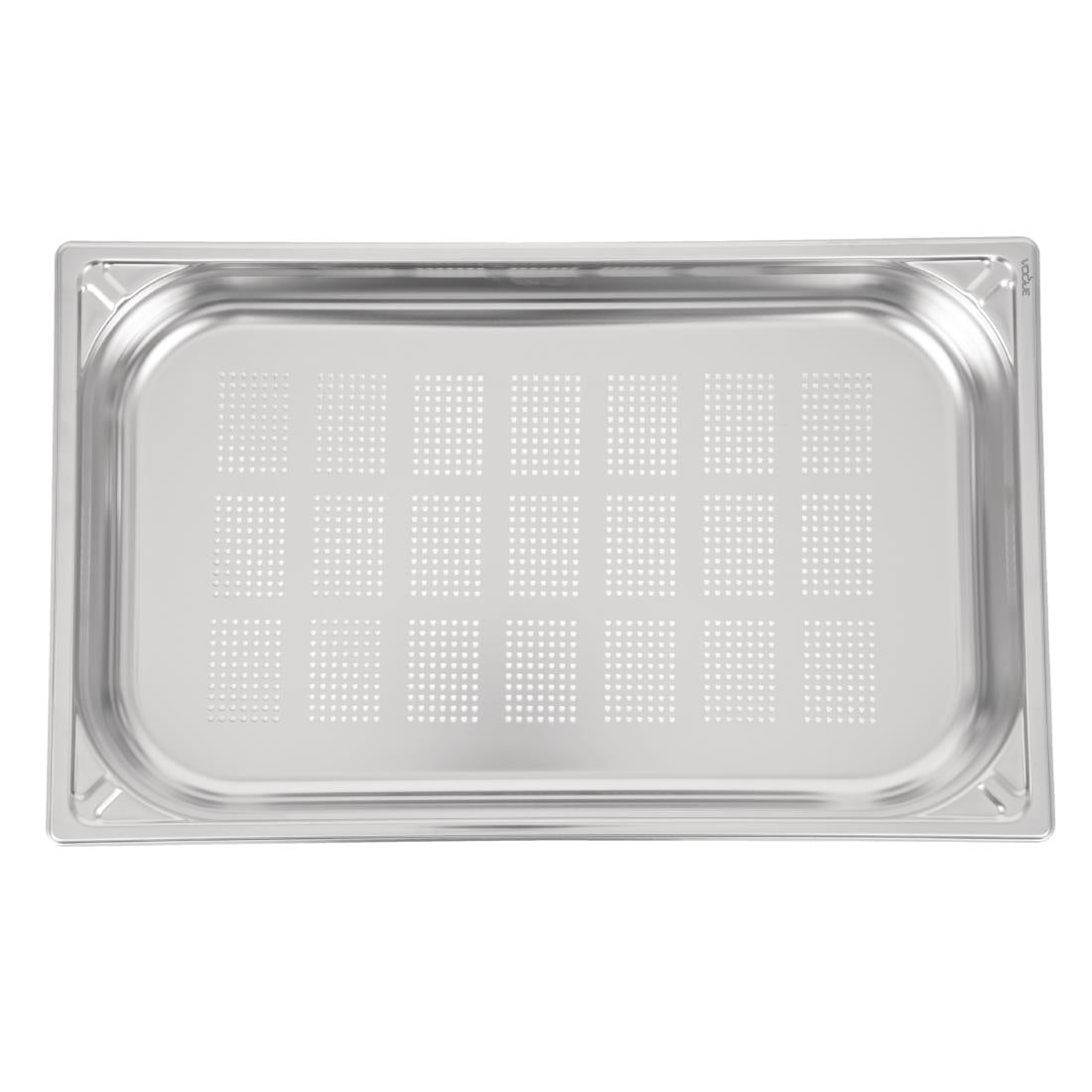 Vogue Heavy Duty Stainless Steel Perforated 1/1 Gastronorm Tray 65mm - DW461  Vogue   