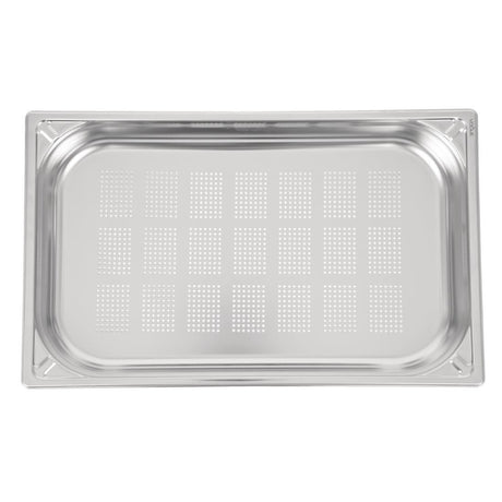 Vogue Heavy Duty Stainless Steel Perforated 1/1 Gastronorm Tray 65mm - DW461  Vogue   