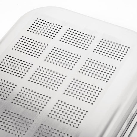 Vogue Heavy Duty Stainless Steel Perforated 1/1 Gastronorm Tray 65mm - DW461  Vogue   
