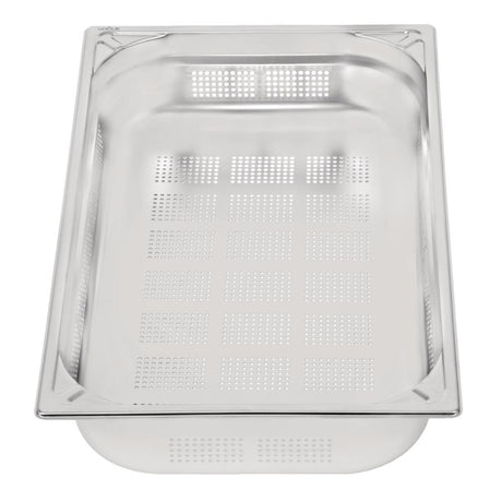 Vogue Heavy Duty Stainless Steel Perforated 1/1 Gastronorm Tray 100mm - DW462  Vogue   