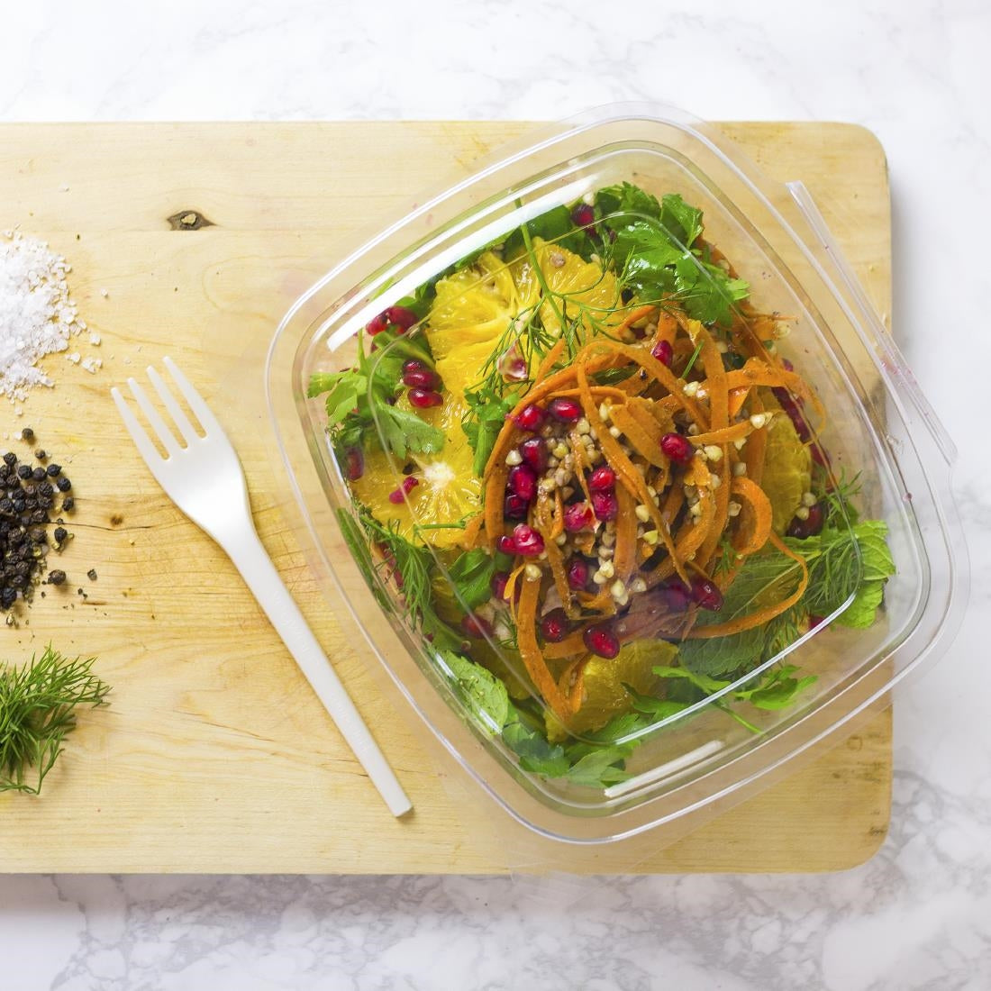 Vegware Compostable PLA Hinged-Lid Deli Containers 680ml / 24oz (Pack of 200) - DW627  Vegware   