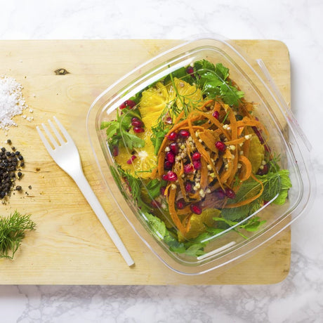Vegware Compostable PLA Hinged-Lid Deli Containers 680ml / 24oz (Pack of 200) - DW627  Vegware   