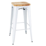Bolero Bistro High Stools with Wooden Seatpad White (Pack of 4) - DW739 Metal Bar Stools Bolero   