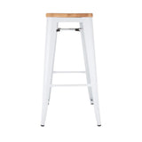 Bolero Bistro High Stools with Wooden Seatpad White (Pack of 4) - DW739 Metal Bar Stools Bolero   