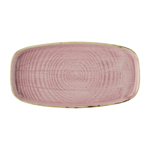 Churchill Stonecast Petal Pink Chefs' Walled Oblong Plate 350mm (Pack of 6) - DX025 Plates Churchill