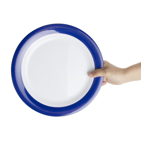 Olympia Kristallon Gala Melamine Blue Rim Plates 268mm (Pack of 6) - DX437 Plates Olympia