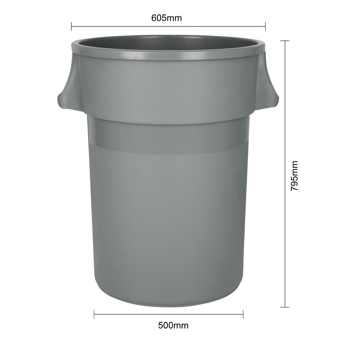 Jantex Heavy-Duty Round Bin Grey 160Ltr - DX498  Jantex   