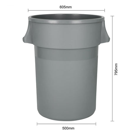 Jantex Heavy-Duty Round Bin Grey 160Ltr - DX498  Jantex   