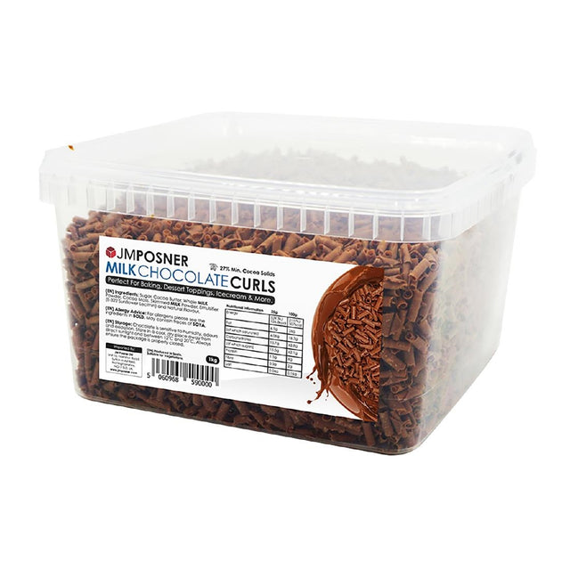 JM Posner Milk Chocolate Curls (Rainforest Alliance Cocoa) - 4Kg - DX510  JM Posner   