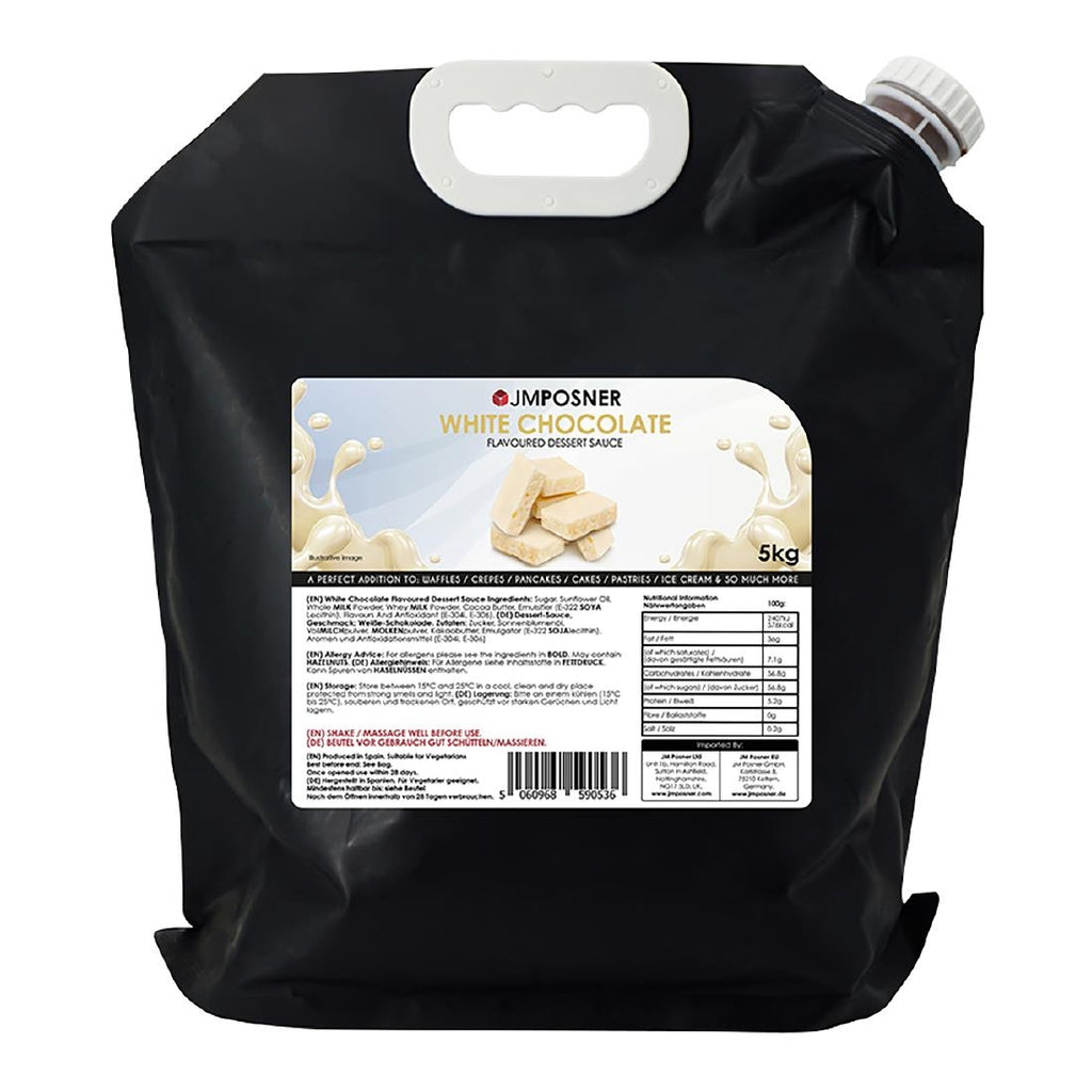 JM Posner Liquid White Chocolate Sauce Spout Bag (5kg) - DX519  JM Posner   