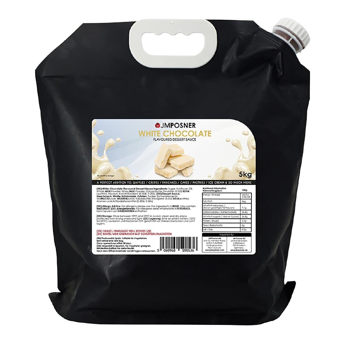 JM Posner Liquid White Chocolate Sauce Spout Bag (5kg) - DX519  JM Posner   
